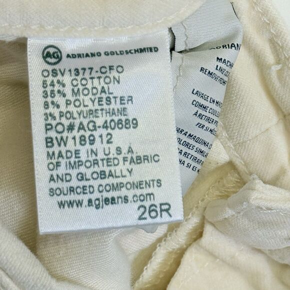 AG Adriano Goldschmied The‎ Stevie Beige Soft Velveteen Ankle Pants Women's 26 - Picture 7 of 7